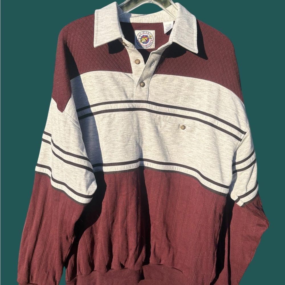 Vintage Striped Polo Sweater